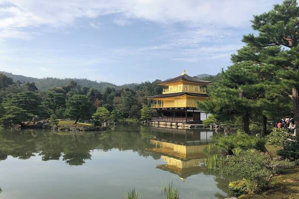 The golden palace. A calm day so you can see the reflection in the water
