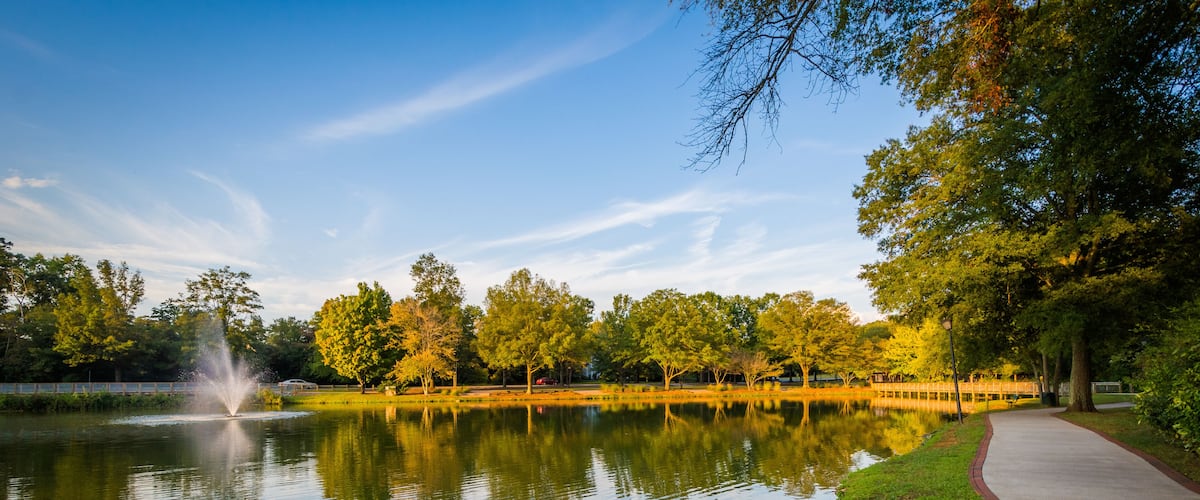 Pond at Roosevelt Wilson Park, in Davidson, North Carolina.
