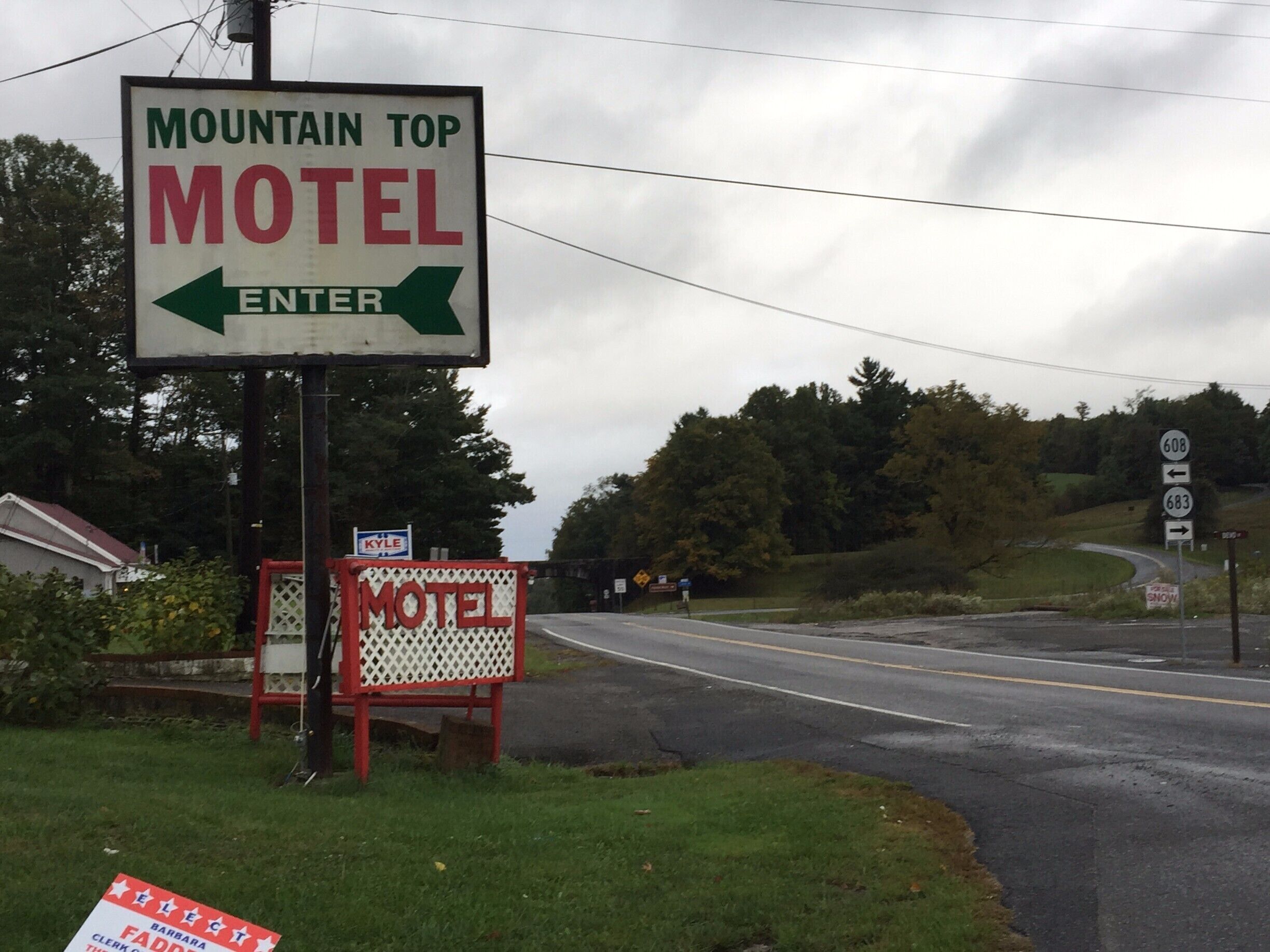 My family and I stayed in this motel, which is right before an entrance ramp to the Blue Ridge Parkway, on our way to Richmond Virginia to see the 2015 World Championship of Men's Cycling. This motel was a little rundown but had a simple charm to it. These types of lodgings heydays are long behind them. The road shown is also very weathered. Appalachia has garnered the stereotype of being rundown because of poverty, and this photo reinforces this idea. This also challenges the idea (my idea) of the region being frozen in time, this motel’s wooden lattice sign design is dated. #appalachianechoes