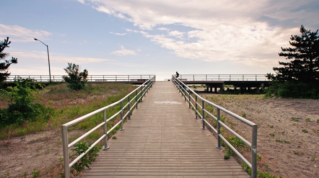 Coastline esplanade at Far Rockaway Beach. New York City.