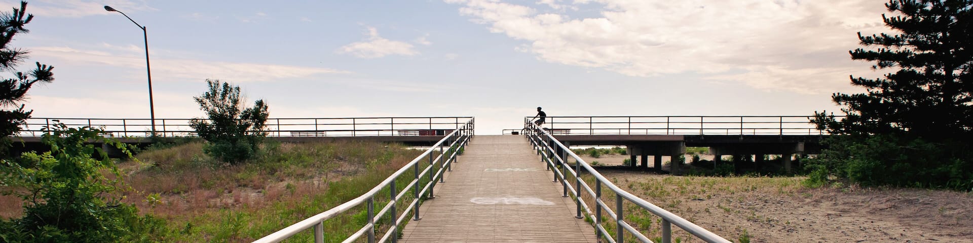 Coastline esplanade at Far Rockaway Beach. New York City.