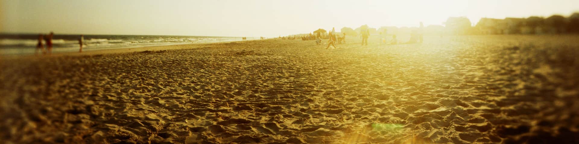 Panoramic view of tourists on the beach, Rockaway Beach, Rockaway, Queens, New York City, New York State, USA.