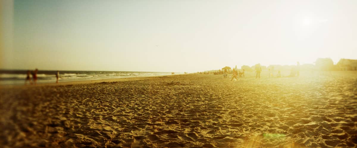 Panoramic view of tourists on the beach, Rockaway Beach, Rockaway, Queens, New York City, New York State, USA.