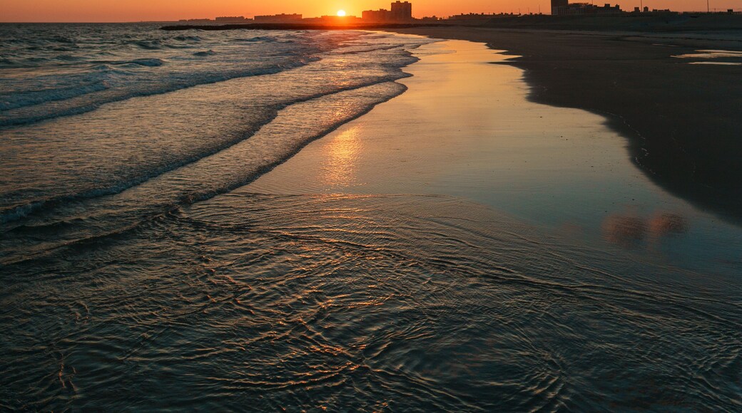 Sunset over the Atlantic Ocean in Far Rockaway, Queens, New York