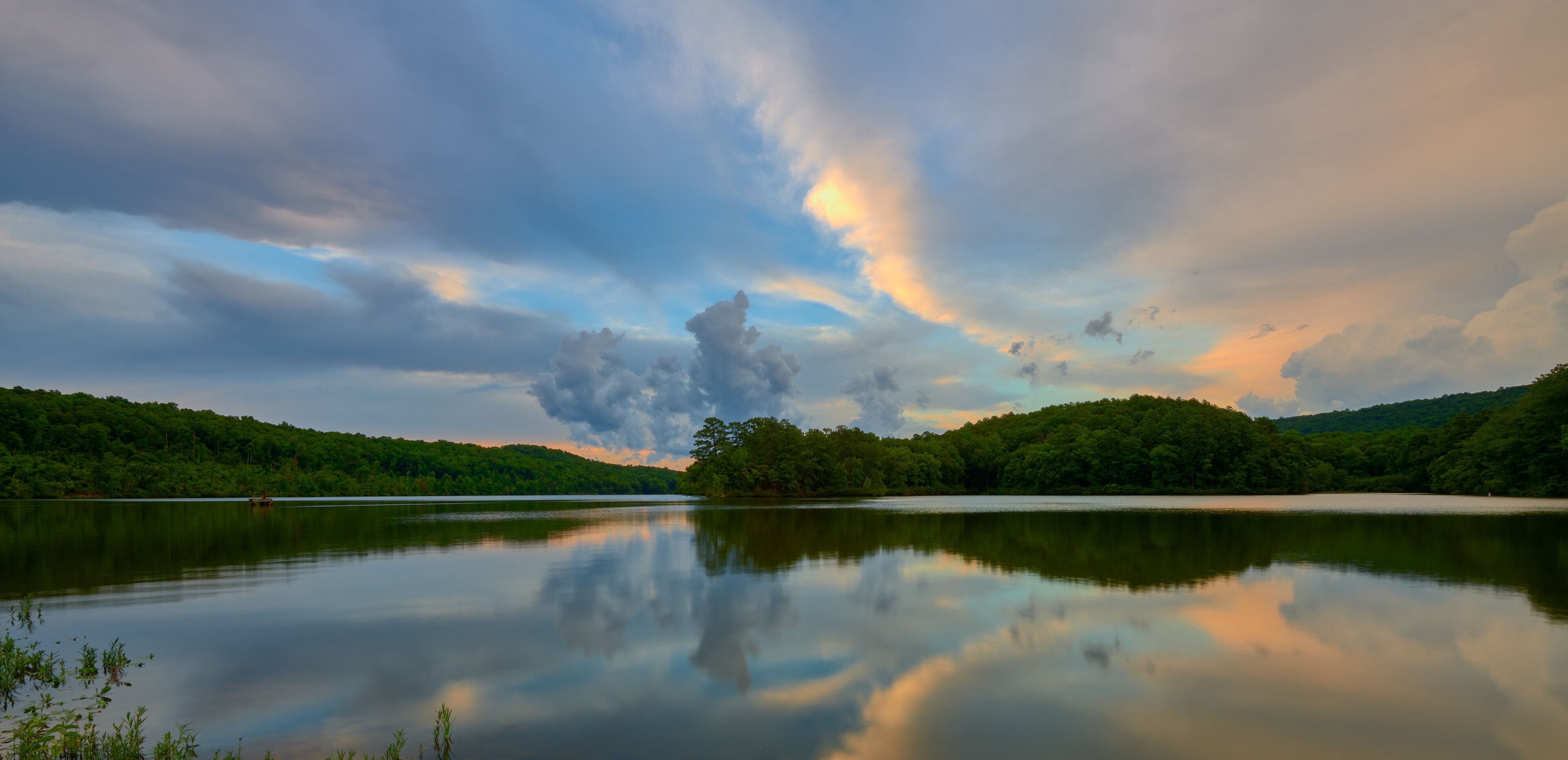 Tranquility of gorgeous summer evening at the park