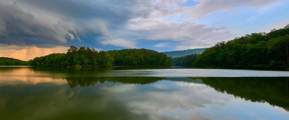 Tranquility of gorgeous summer evening at the park