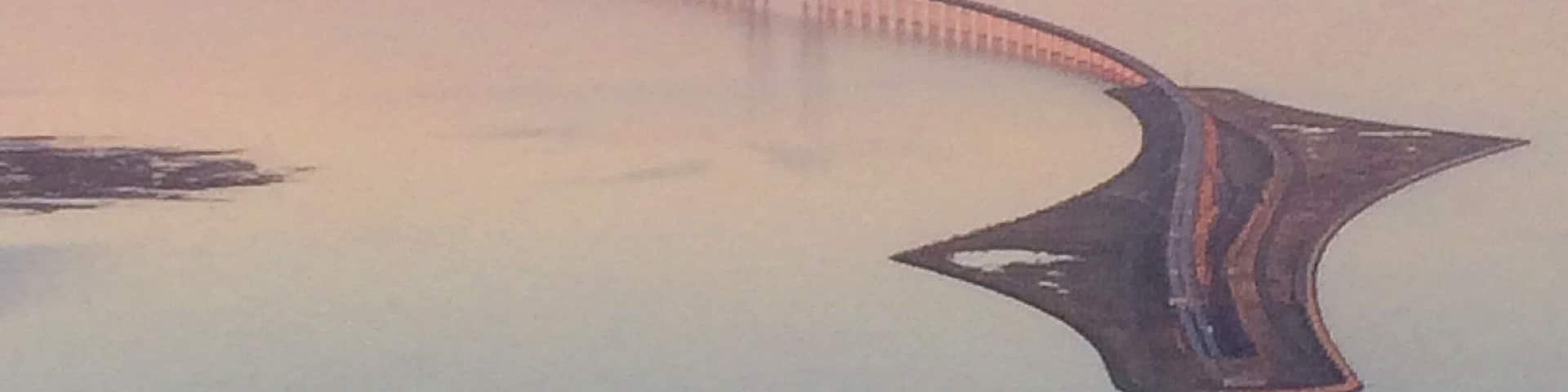 View of the Øresund Bridge while flying from Copenhagen airport