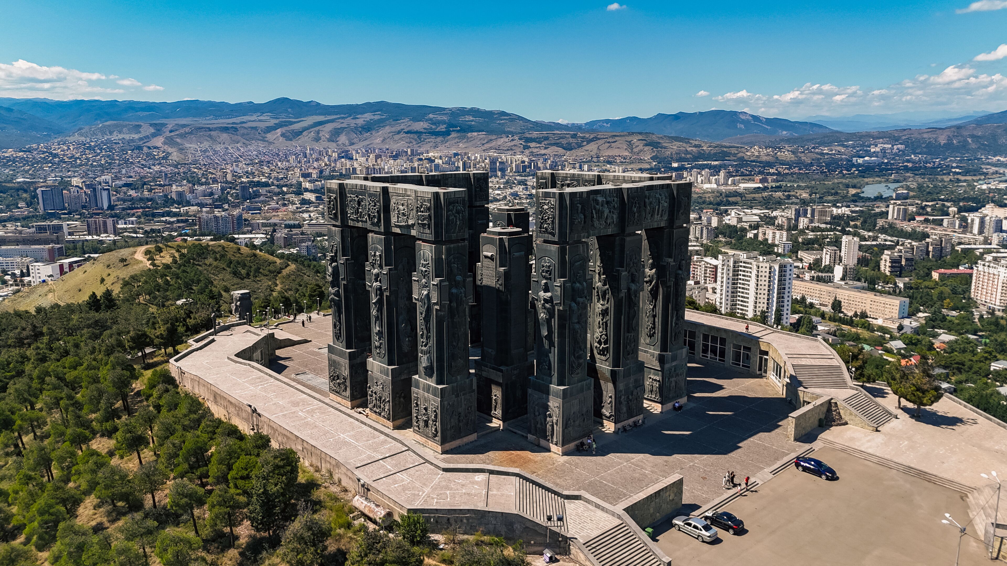 Aerial view of the Chronicle of Georgia in Tbilisi. the history of Georgia.