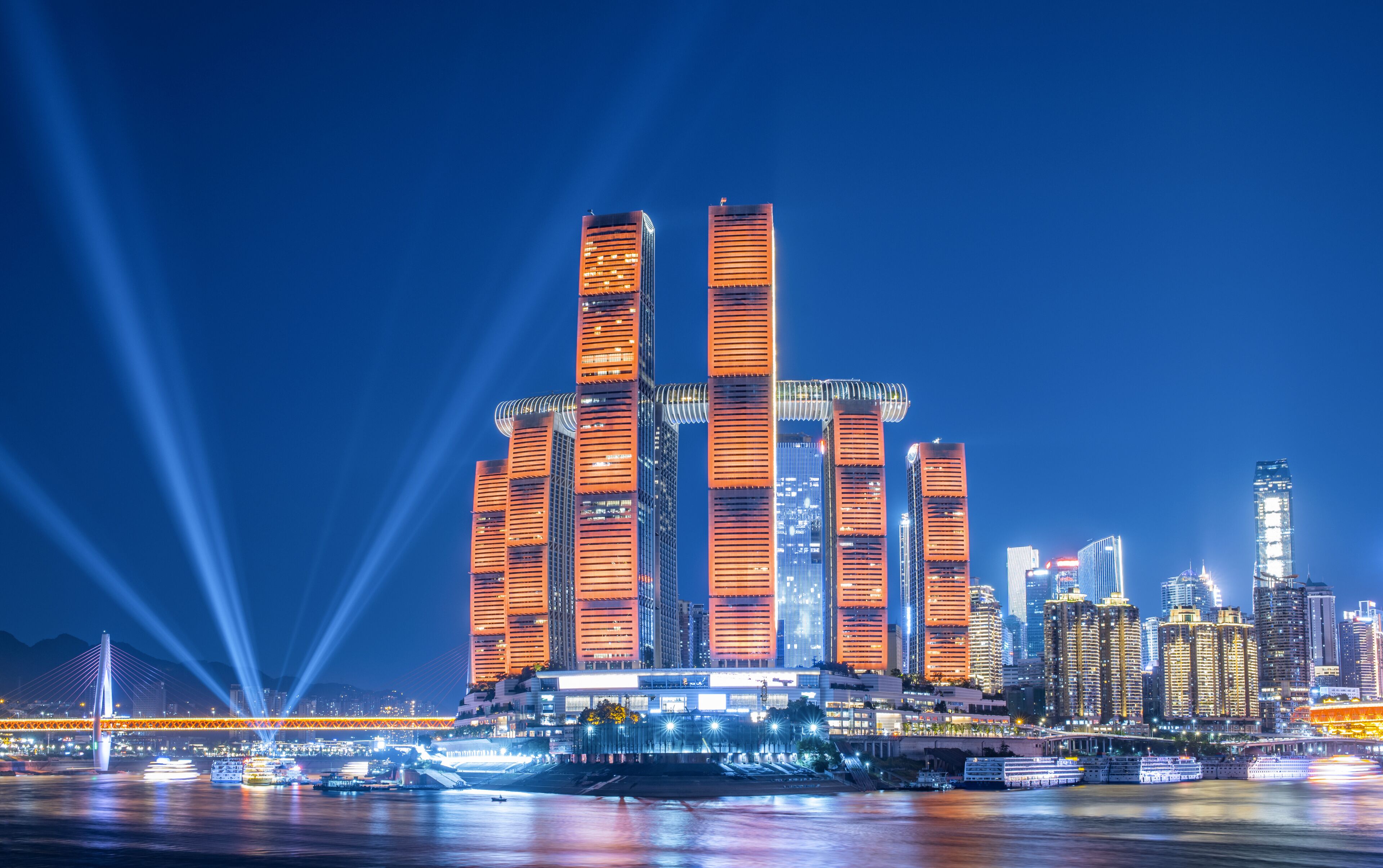 Night scenery of Chaotianmen Wharf in Chongqing, China