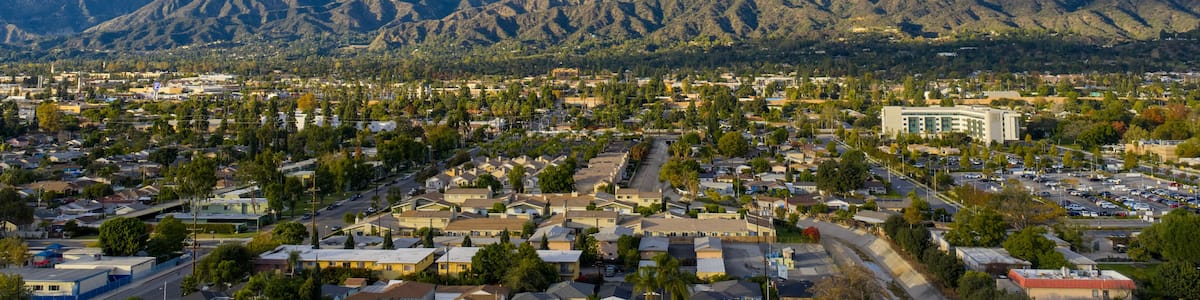 Aerial shot of the majestic San Gabriel Mountains in Duarte California USA