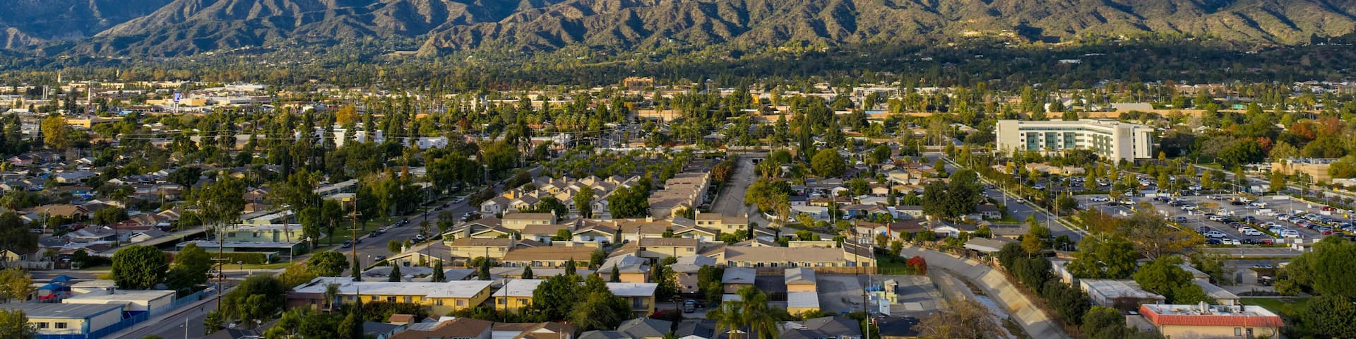 Aerial shot of the majestic San Gabriel Mountains in Duarte California USA