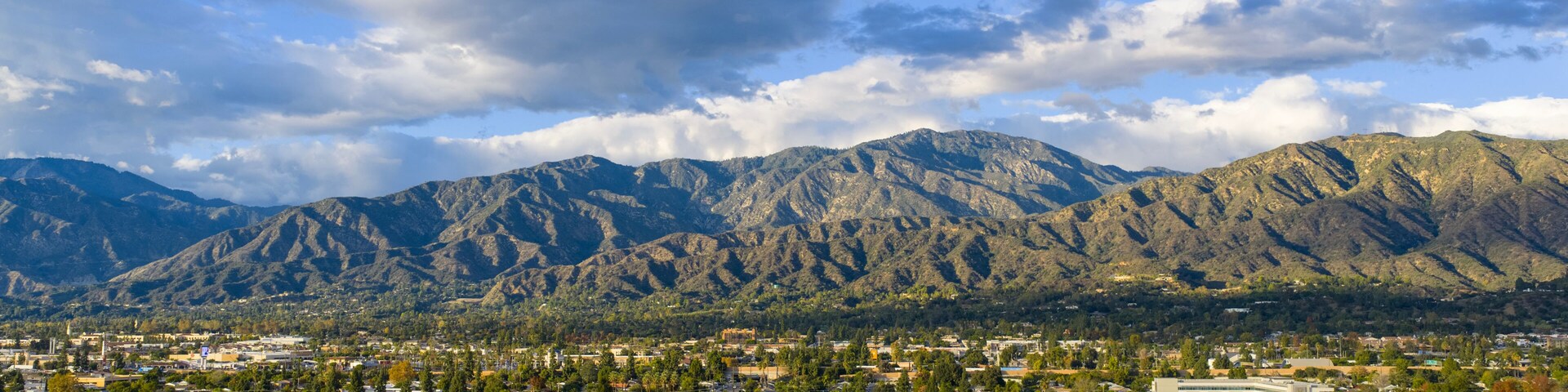 Aerial shot of the majestic San Gabriel Mountains in Duarte California USA