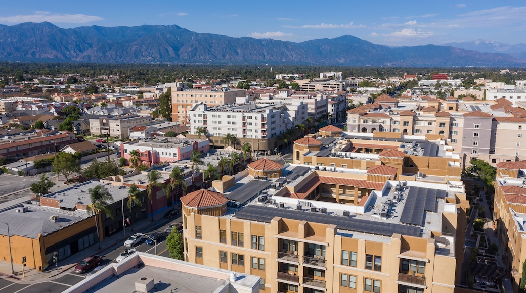 Aerial view of downtown center of Alhambra, California.
