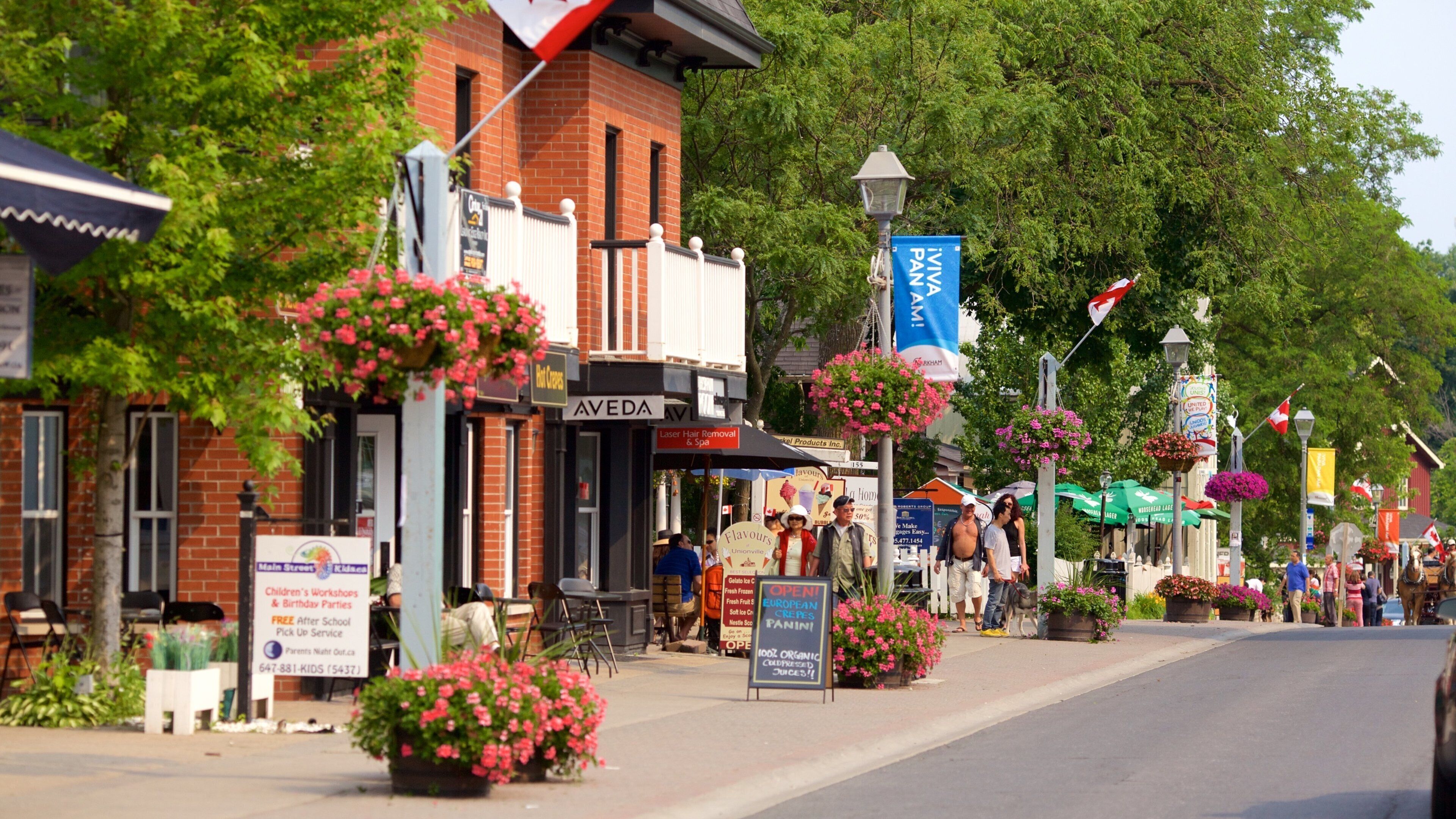 Markham which includes street scenes and flowers as well as a small group of people