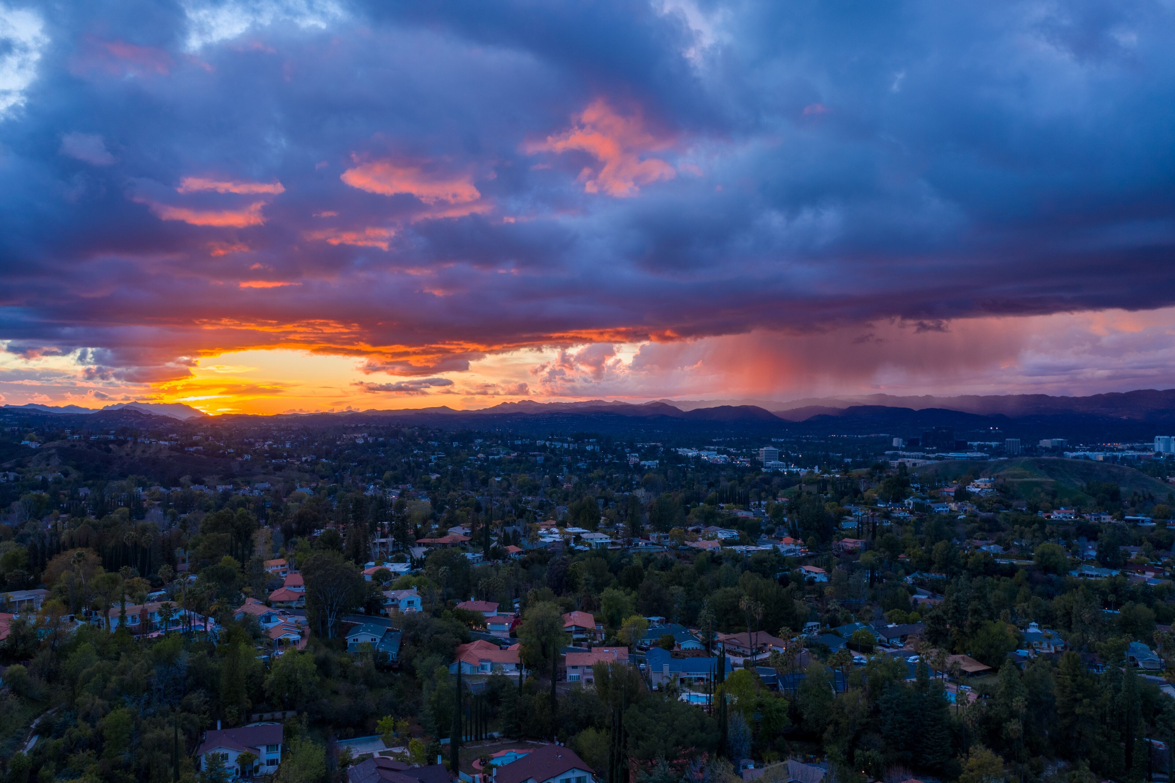 Purple and Orange Storm Clouds Over San Fernando Valley