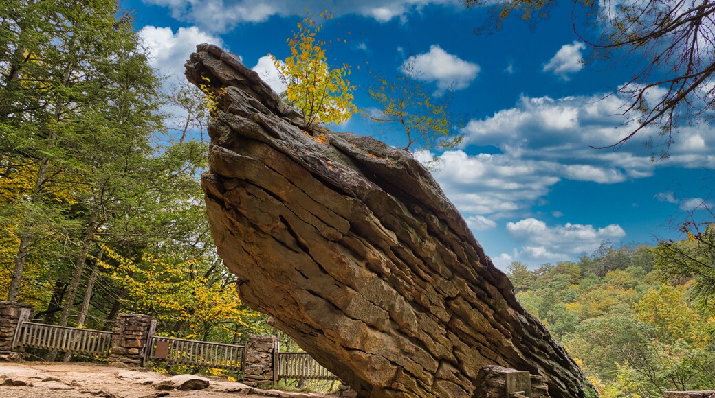 Balance Rock in Trough Creek State Park in Huntingdon County Pennslvania, near Entriken and Raystown Lake. The image was taken mid- day in the Autumn season.