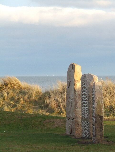 Modern standing stones Three out of a set of six stones that feature the poem 'The Wild Geese' by Violet Jacob. Jacob's work has a strong link with Angus where she spent much of her life.
