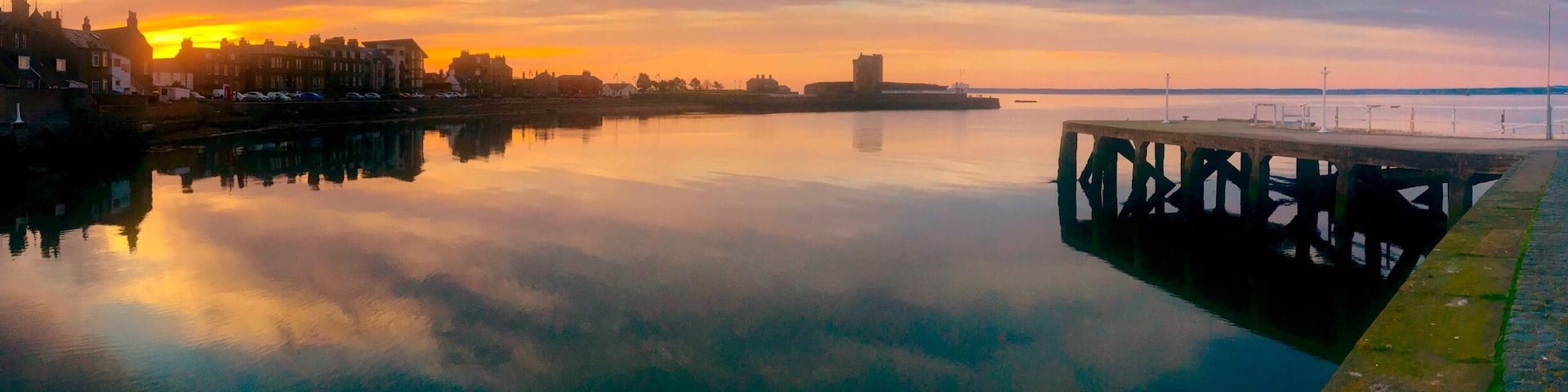 The waiting was worth it for the light show at sunrise over Broughty Ferry Harbour and Castle.