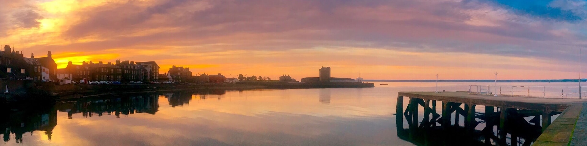 The waiting was worth it for the light show at sunrise over Broughty Ferry Harbour and Castle.