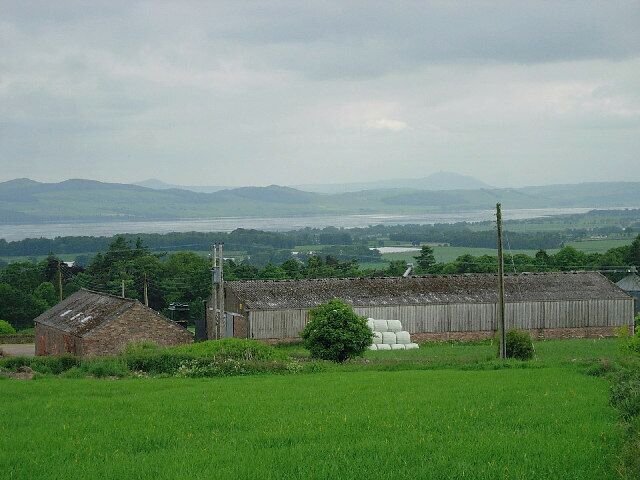 Stoneygroves farm near Liff. This view over the farm looks south east across the Tay estuary towards the Distant east and West Lomond peaks in the Ochils in Fife.