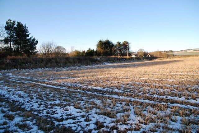 Old railway embankment at North Dronley Stretching from left to right towards Auchterhouse, the line of the old Dundee-Newtyle railway runs along this embankment.