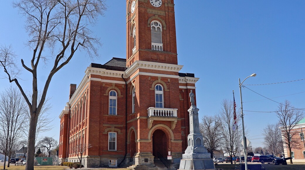 The Fulton County Courthouse in Wauseon Ohio has a beautiful clock tower.