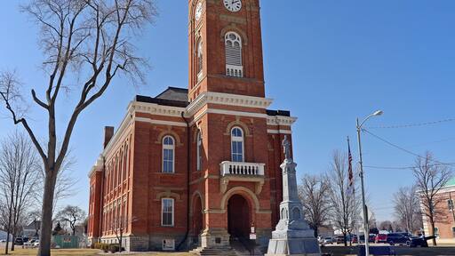 The Fulton County Courthouse in Wauseon Ohio has a beautiful clock tower.