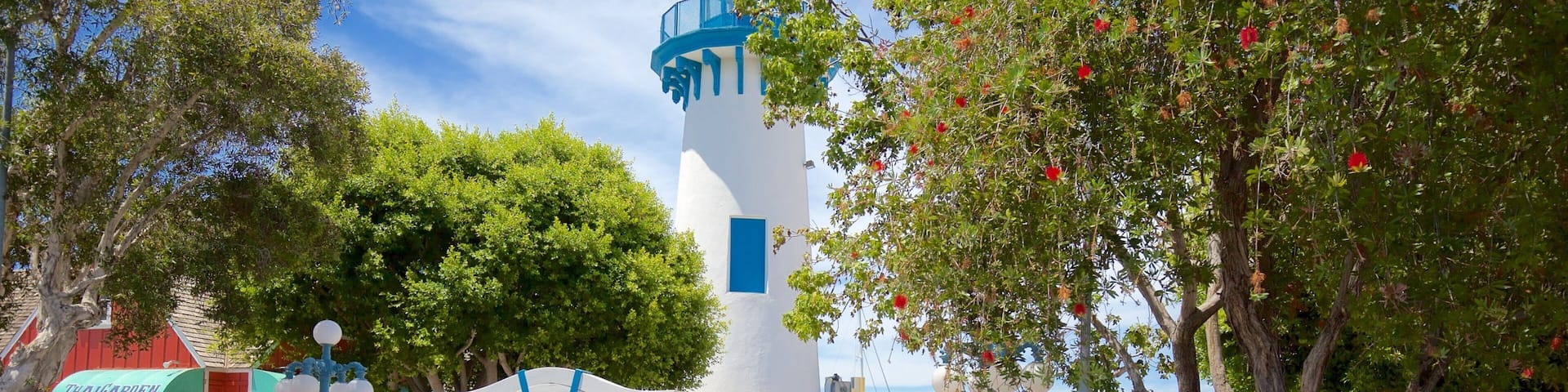 Marina del Rey showing a lighthouse