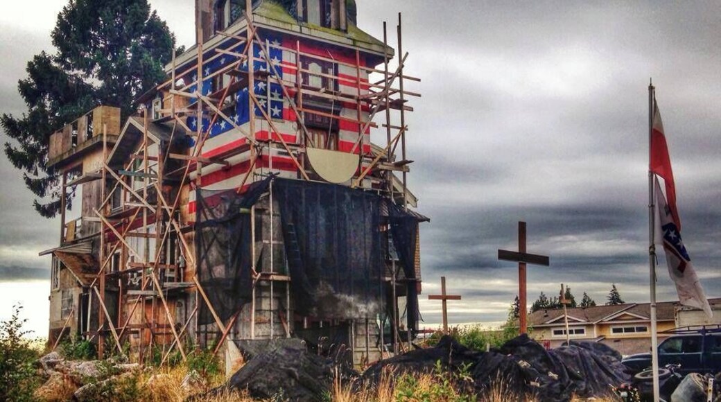 This attention grabbing building located on Ferndale's Main Street is infamously known as the Clock Tower House owned by Polish immigrant, Art Rojsza. Thought to be an eyesore by locals, Rojsza wrote this letter to a reporter in an attempt to explain his background and goal with this enormous project and undertaking. Read it here: http://media.bellinghamherald.com/static/images/downloads/JaredPaben/Rojszaletter.pdf