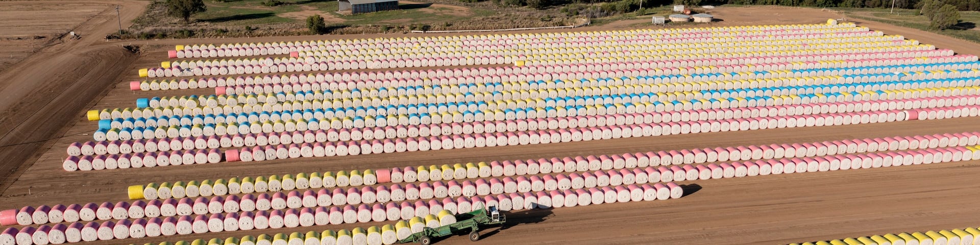 Stock pile of cotton bales near the New South Wales town of Wee Waa.