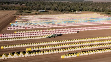 Stock pile of cotton bales near the New South Wales town of Wee Waa.