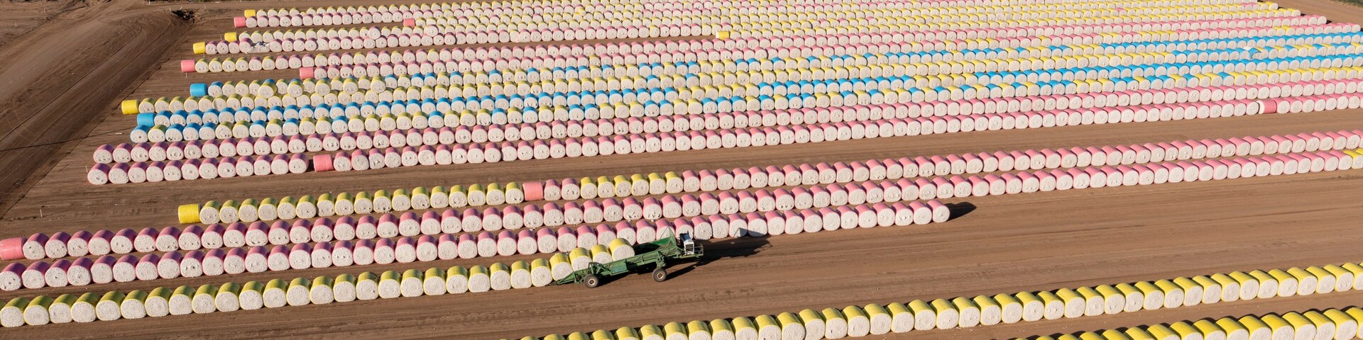Stock pile of cotton bales near the New South Wales town of Wee Waa.
