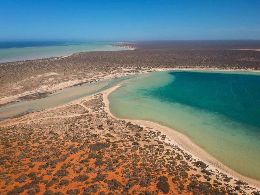 A lovely Lagoon on the road from Denham to Monkey Mia, the deep blue in the centre of the Lagoon is stunning.