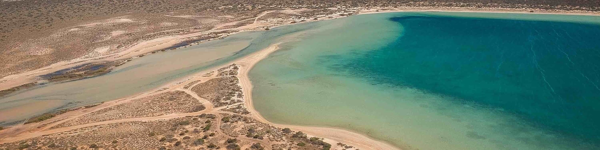 A lovely Lagoon on the road from Denham to Monkey Mia, the deep blue in the centre of the Lagoon is stunning.