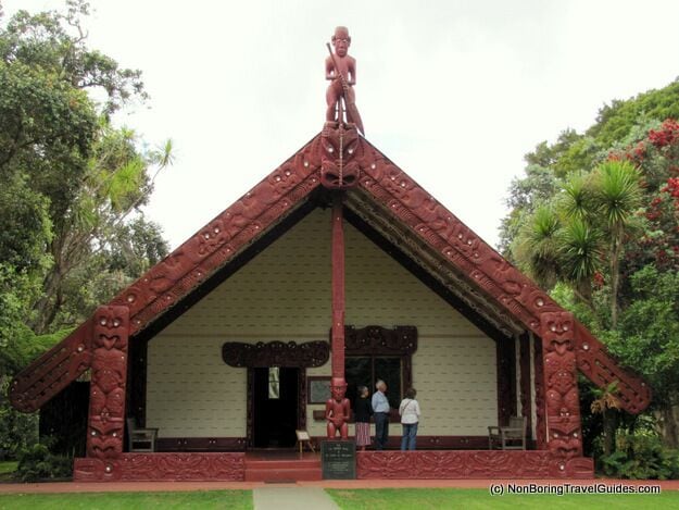 Meeting house at Waitangi where the founding treaty of New Zealand was signed in 1840.