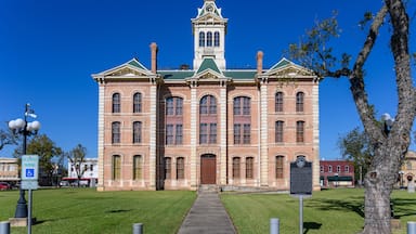 Historic Wharton County Courthouse built in 1889 and Town Square in Wharton City in Wharton County in Southeastern Texas, United States