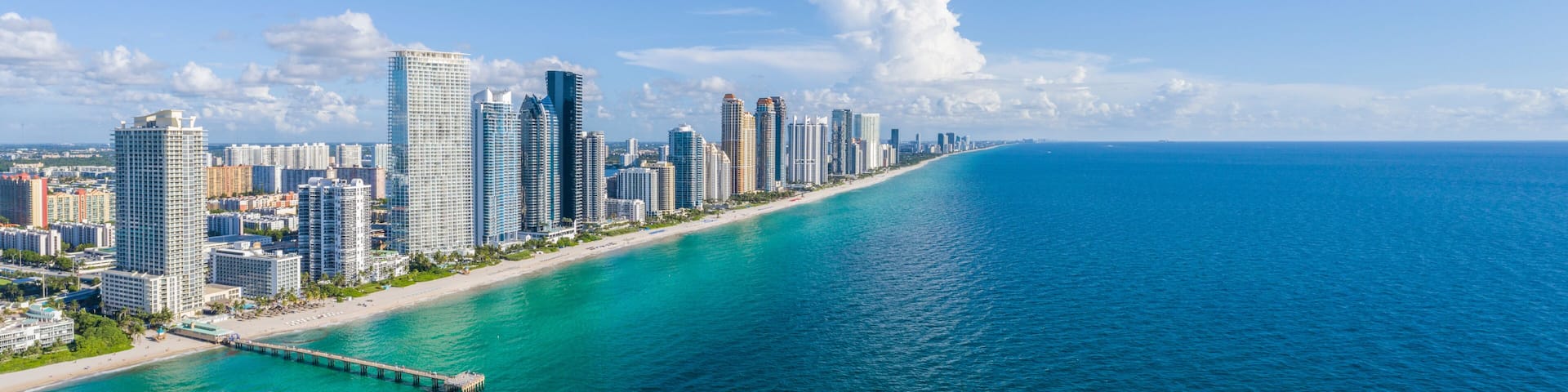 Aerial view of beautiful cityscape by the sea, Sunny Isles Beach, Florida, united states.