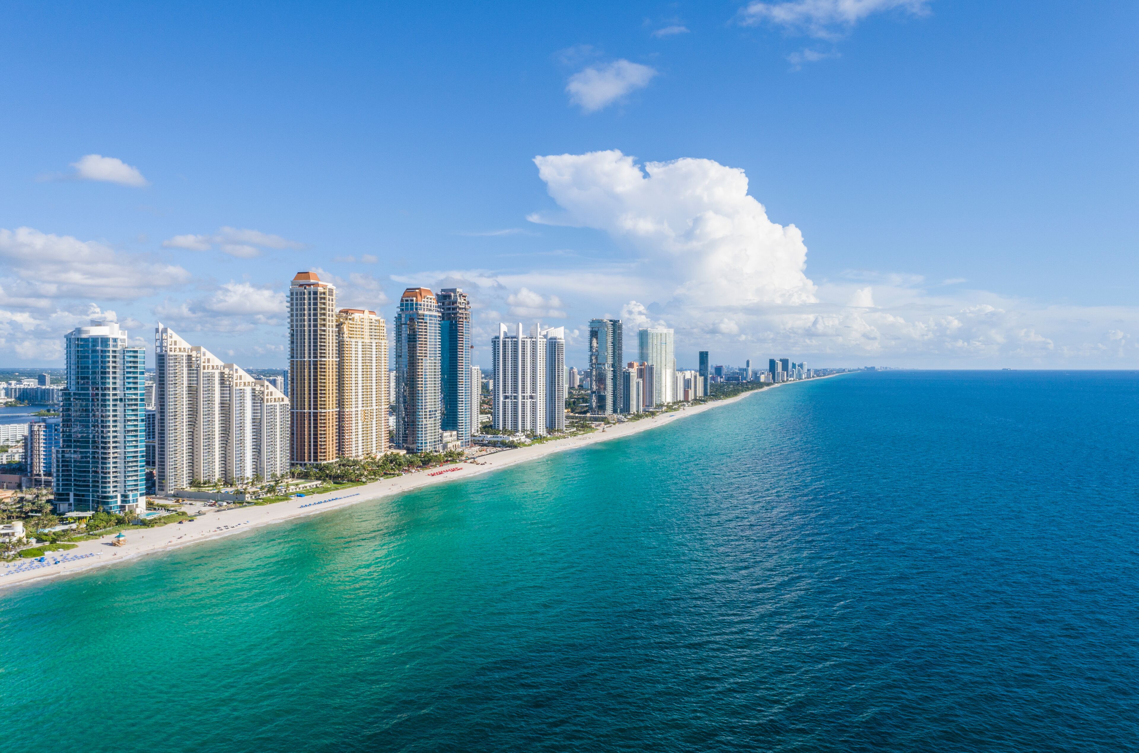 Aerial view of Sunny Isles Beach, Florida, United States.