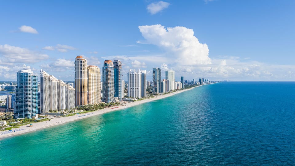 Aerial view of Sunny Isles Beach, Florida, United States.