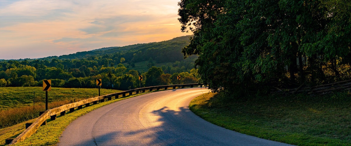 Ultra High Resolution Valley Forge National Park Road and Sunset