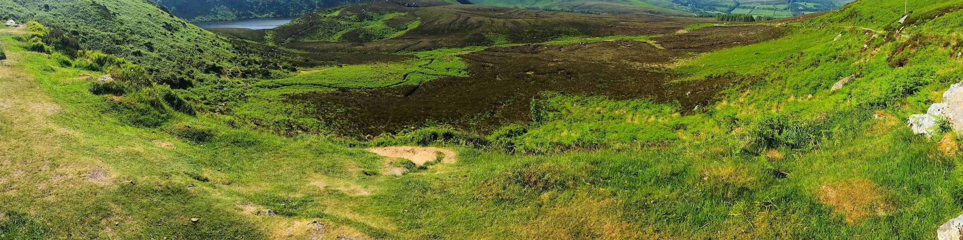 Panoramic view of Sally Gap in the picturesque valleys of Wicklow National Park, Ireland