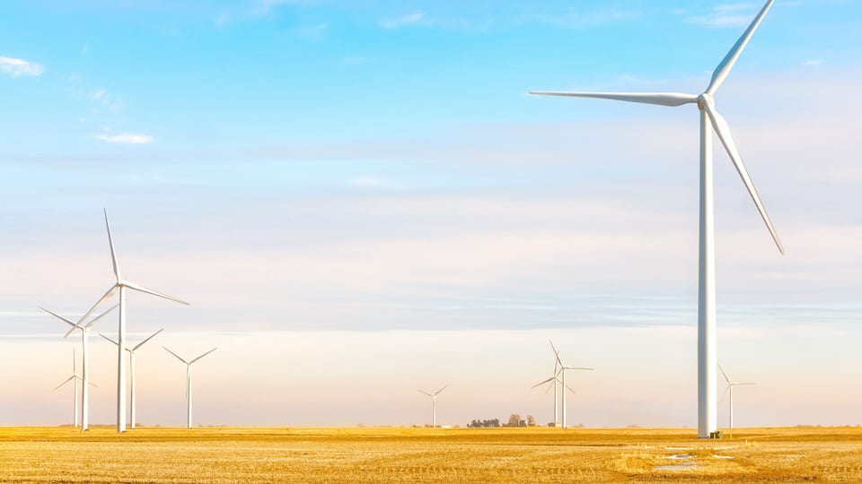 Wind farm renewable energy landscape Midwest USA field Danville Illinois