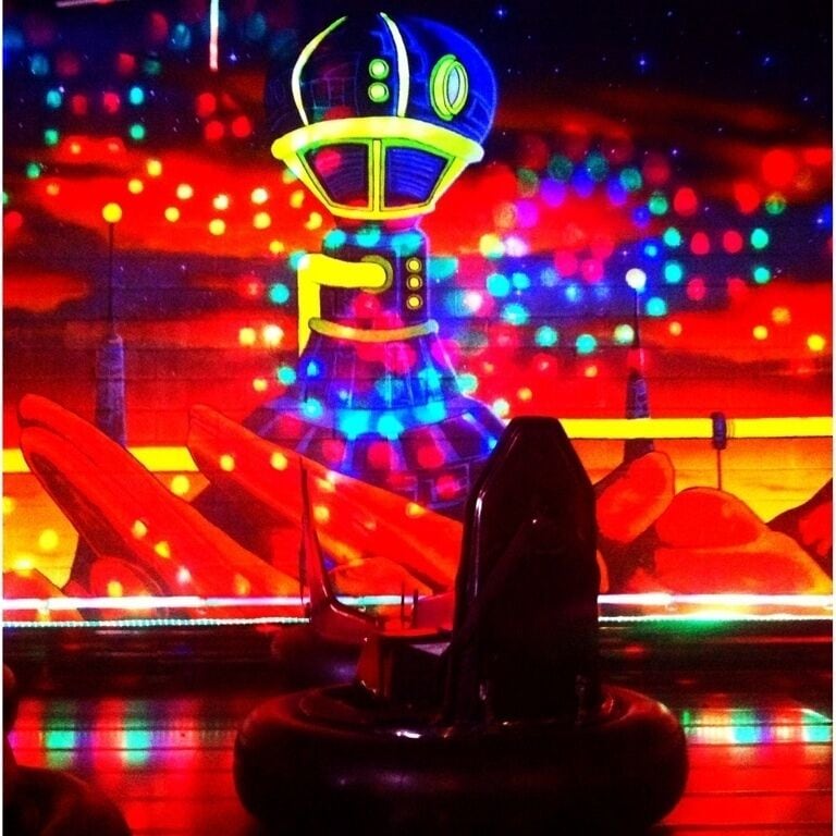 Bumper cars at zap zone in Detroit. Never too old for laser tag!