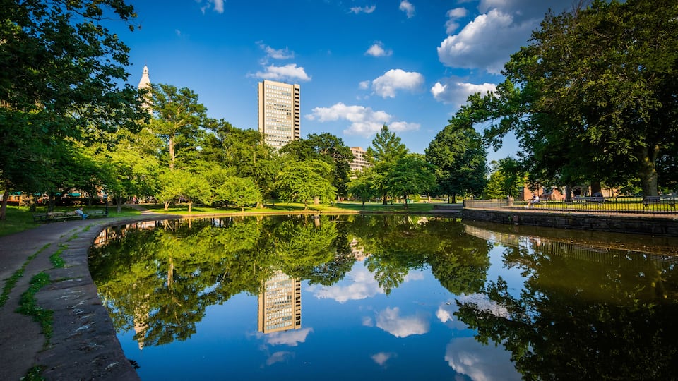 The Lily Pond at Bushnell Park, in Hartford, Connecticut.