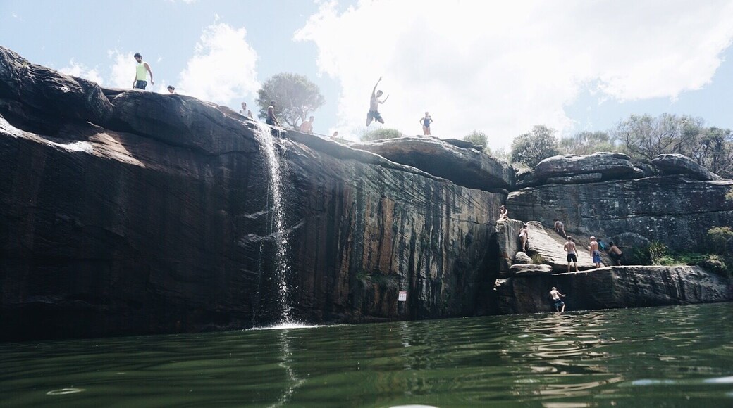 My first time trying out an underwater camera housing so be kind!!! The falls at Wattamolla beach in the Royal National Park. Remember there are multiple levels of parking so go all the way up! It gets busy! You know you're lucky when you're swimming in this on one side of a beach and you have the blue ocean on the other side! #australia #waterlust #waterfall