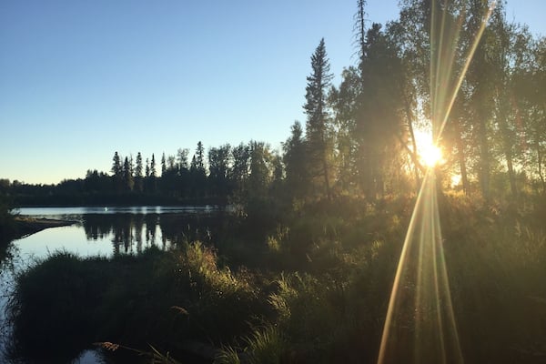 Beautiful fishing spot on the river behind the campgrounds the guys caught a lot of salmon a must see while visiting this gorgeous state!