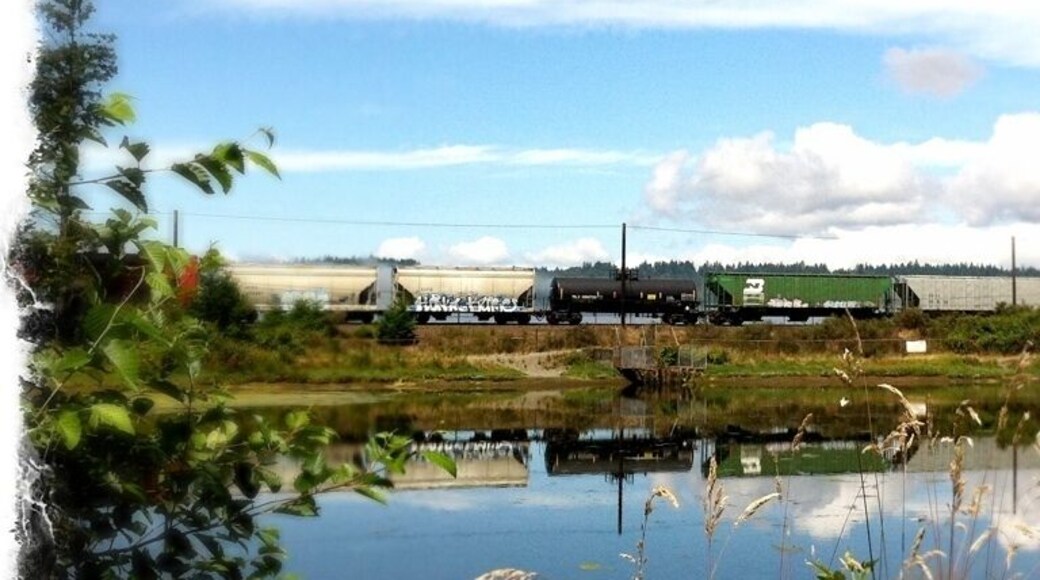 Train crossing at Titlow beach, got a pretty good reflection off the water.