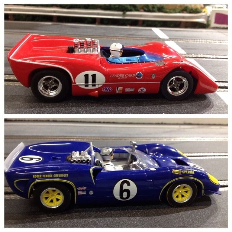 Slots cars!  We raced these two at the awesome kids track.  Get the blue one if you can...  Its the fastest, but be careful or you'll wipeout on the hairpins.