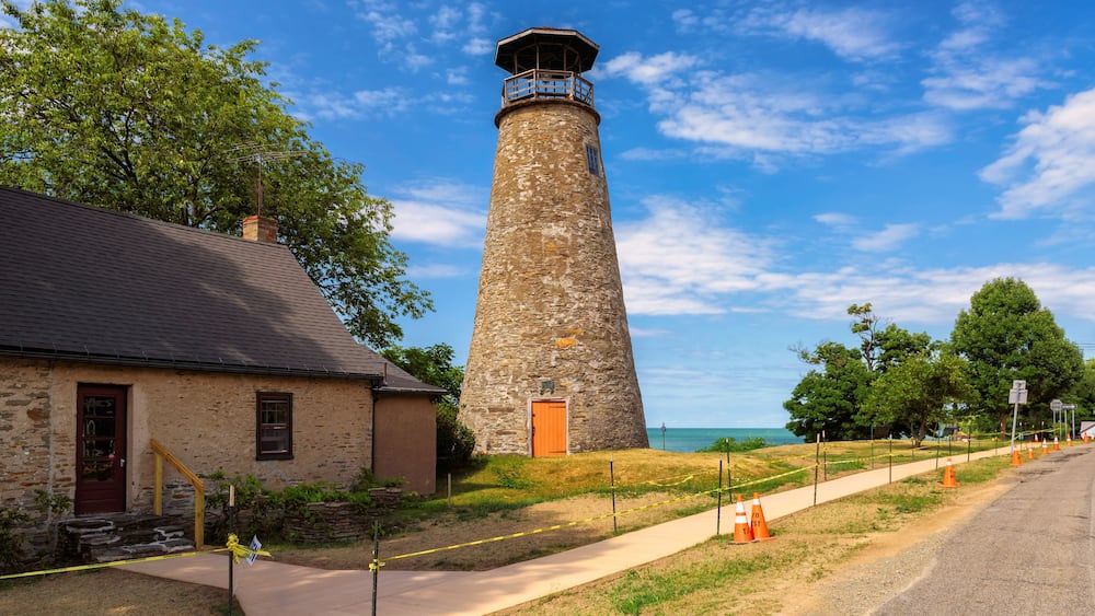 Barcelona Lighthouse in Barcelona Harbor on Lake Erie in the Town of Westfield, New York.