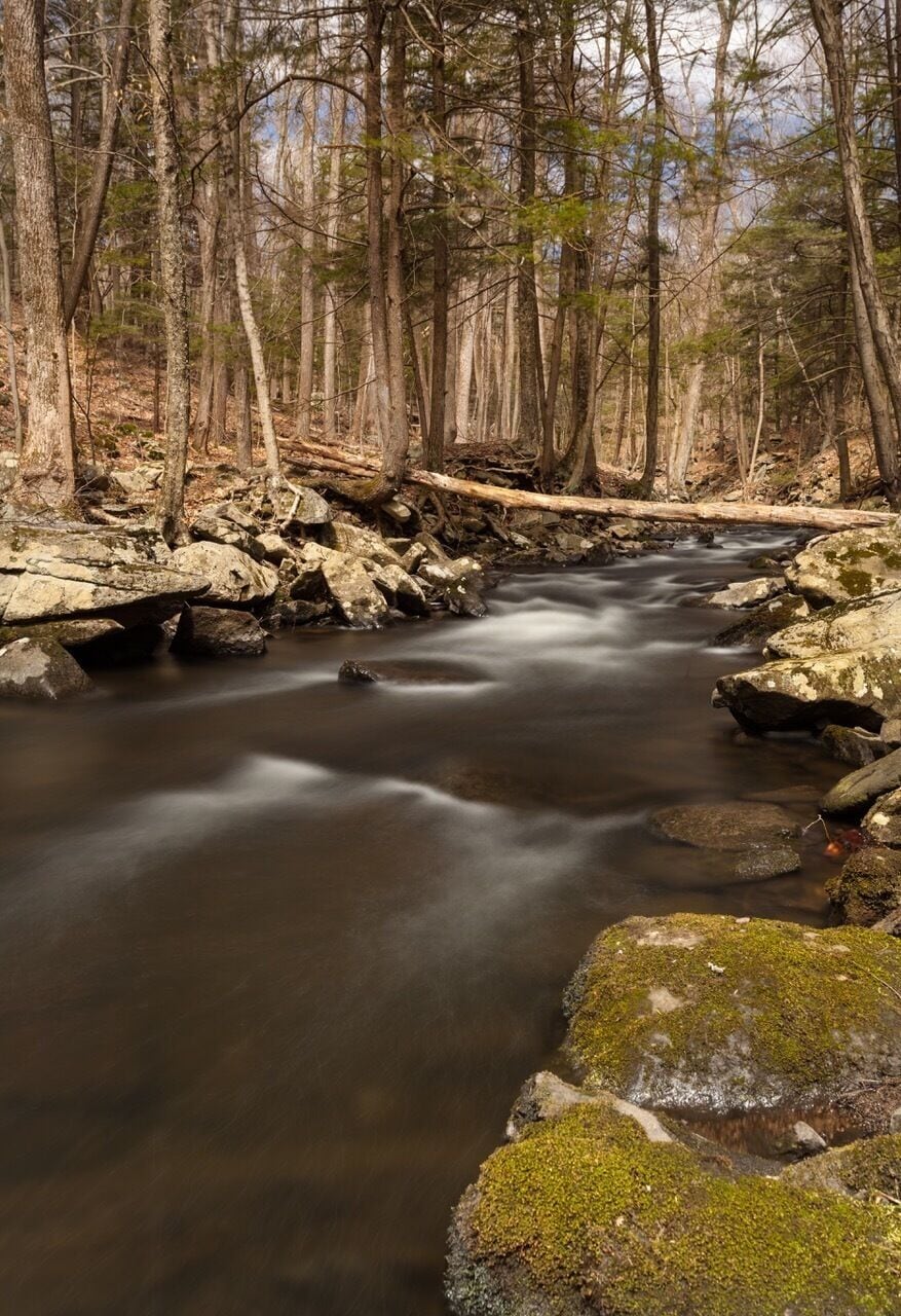 Took a hike below the Southford Falls the trail follows this river down to Rt 188. Took a quick photo looking upstream towards the falls. 